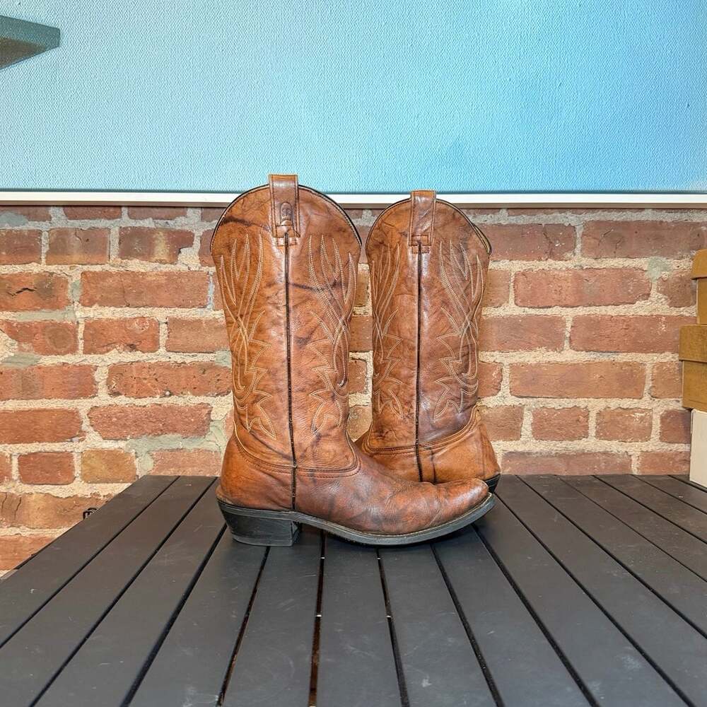 Vintage 80's Men's Marbled Leather Cowboy Western Boot